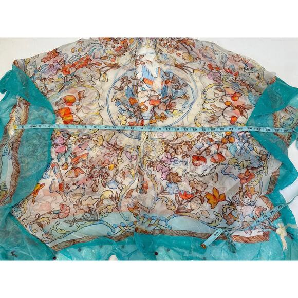 Soft Surroundings Sheer Open Front Flowy Jacket/Tunic:Cover Up Beaded Hem Sz S/M - Picture 10 of 15